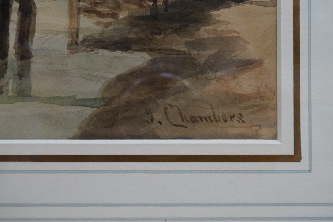 John Chambers (1852-1928), watercolour, Norfolk fishing fleet, signed, 22 x 32cm. Condition - fair to good
